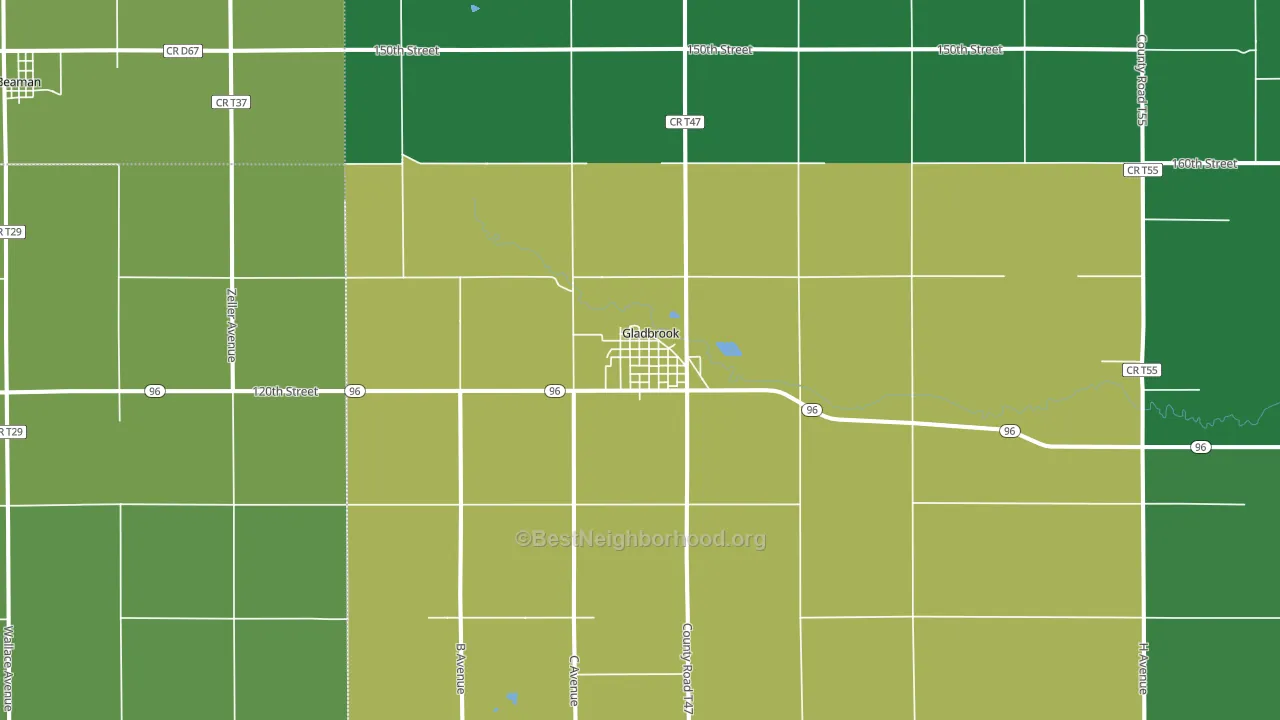 Gladbrook, IA block-group voter-turnout map