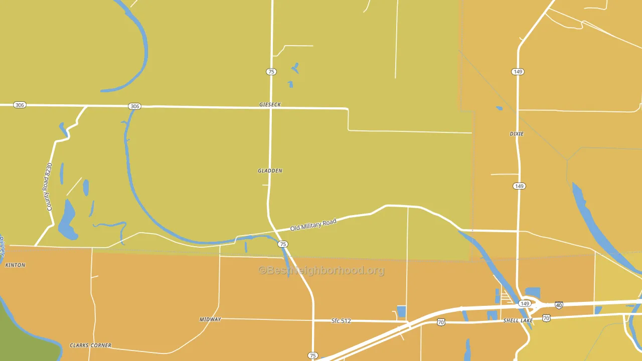 Gladden, AR block-group voter-turnout map