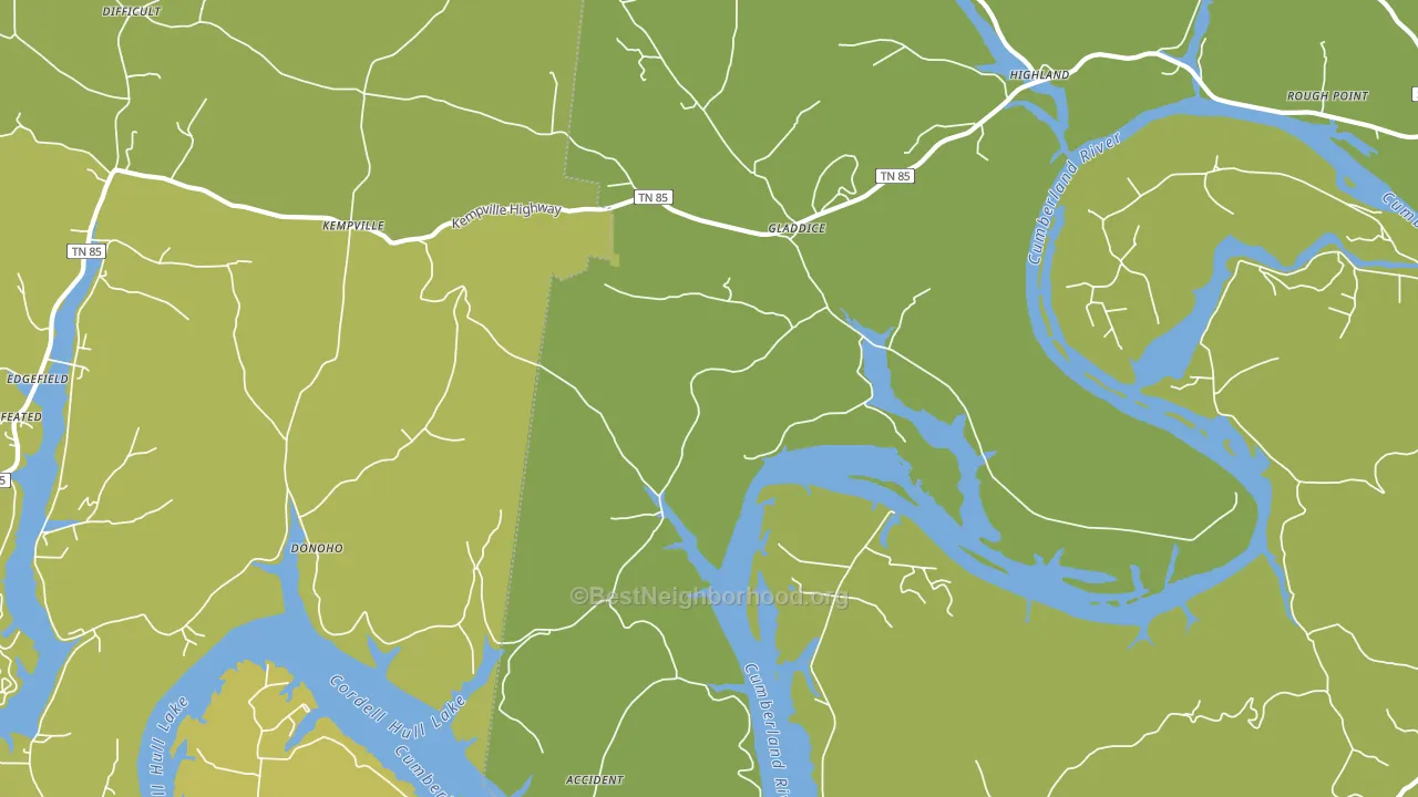 Gladdice, TN block-group voter-turnout map