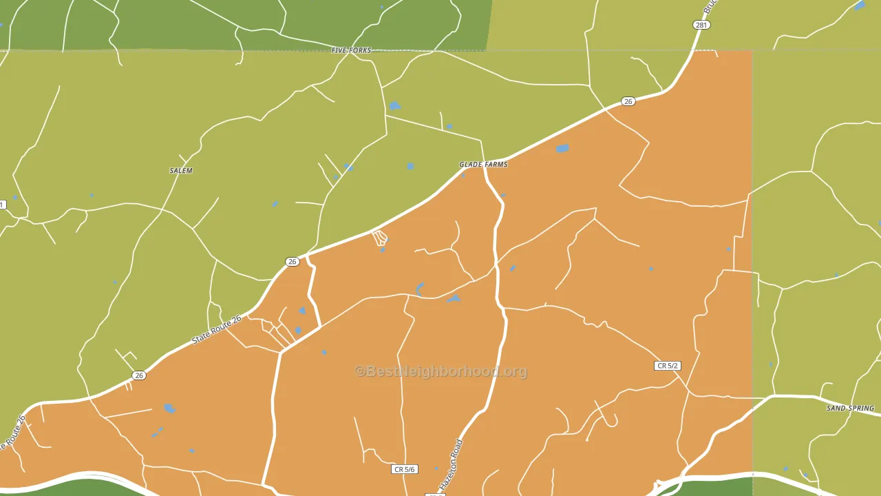 Glade Farms, WV block-group voter-turnout map
