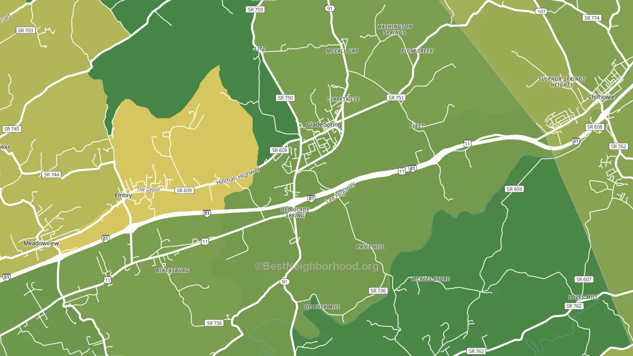 Glade Spring, VA block-group voter-turnout map