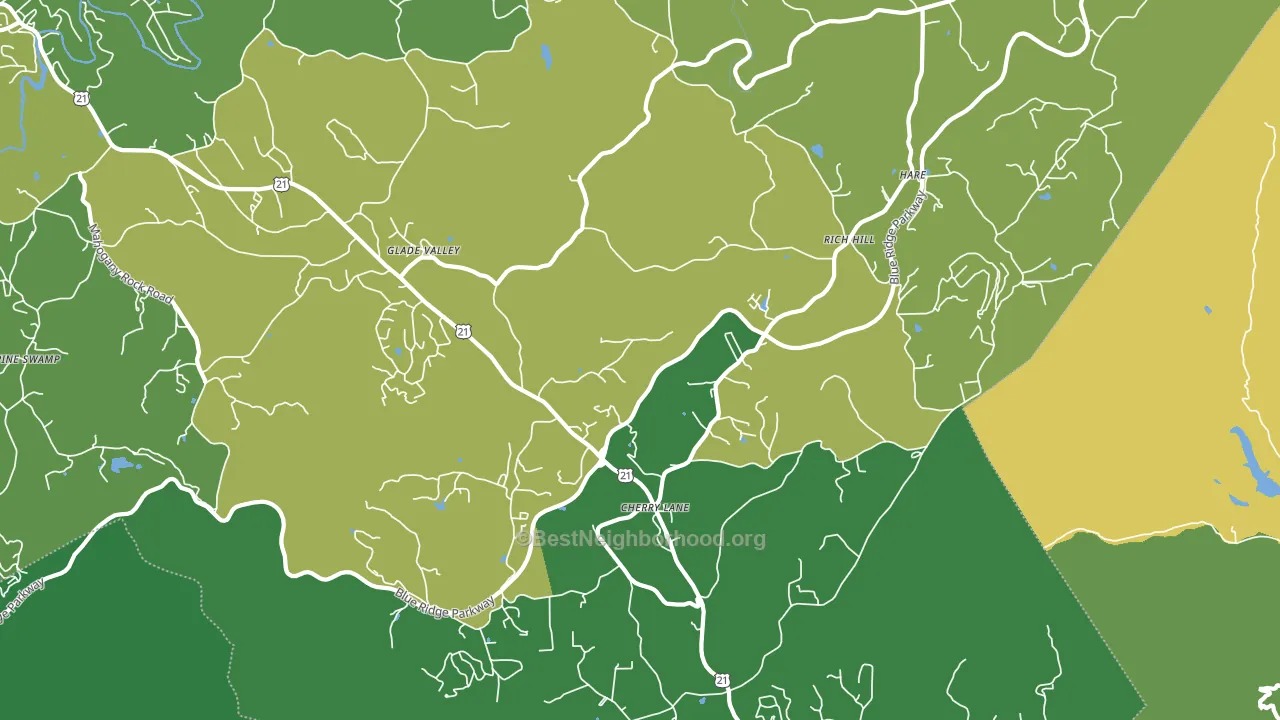 Glade Valley, NC block-group voter-turnout map
