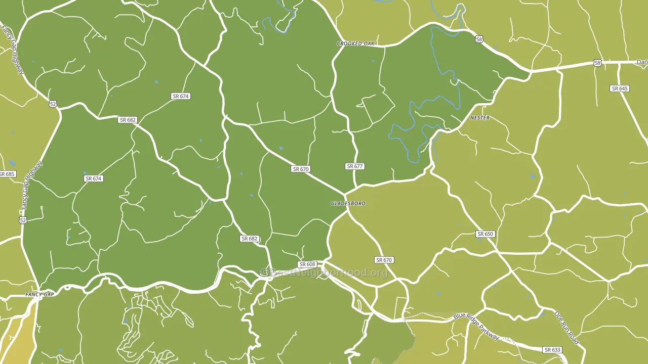 Gladesboro, VA block-group voter-turnout map