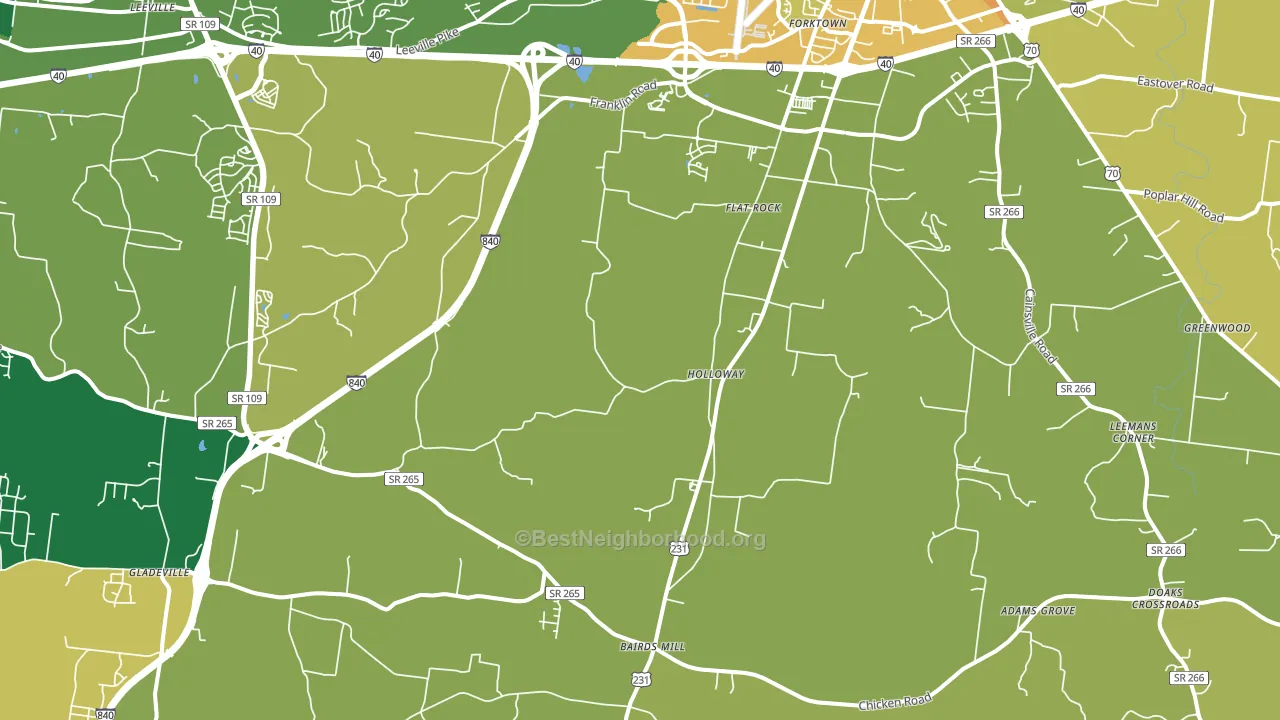 Gladeville, TN block-group voter-turnout map