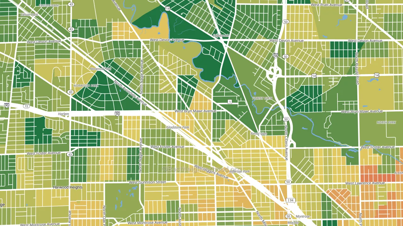 Gladstone, Chicago, IL block-group voter-turnout map