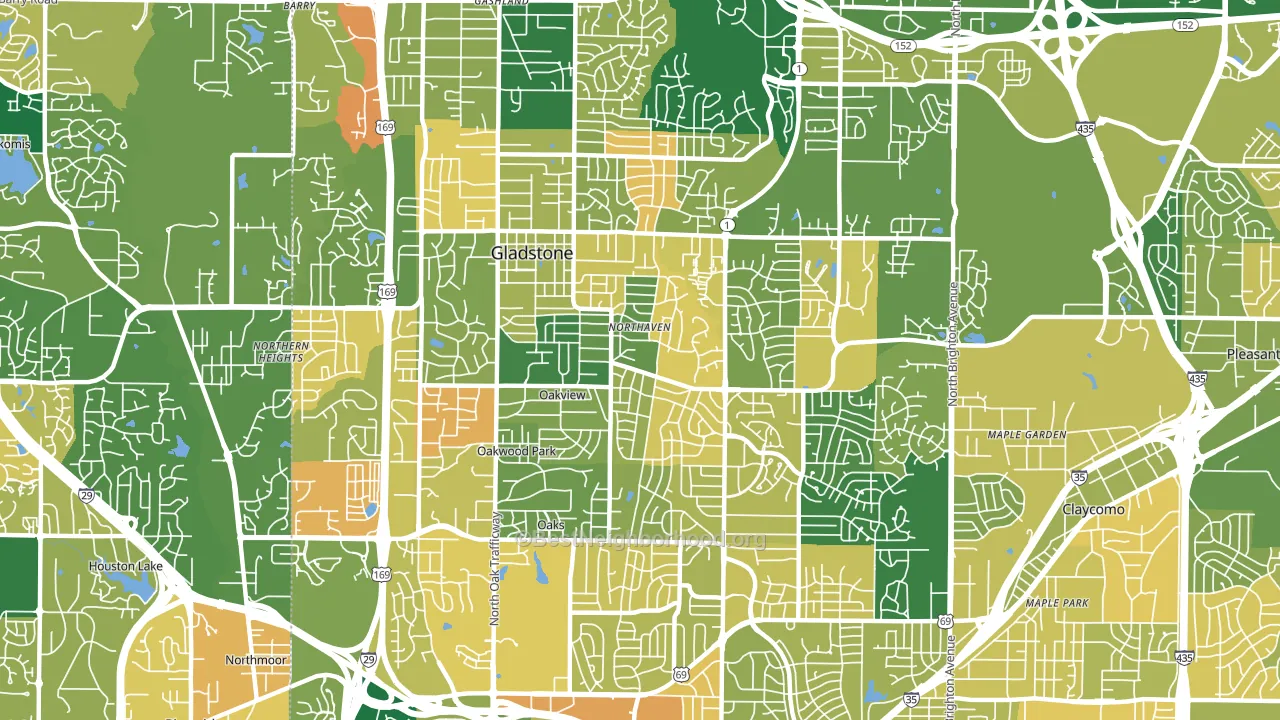 Gladstone, MO block-group voter-turnout map