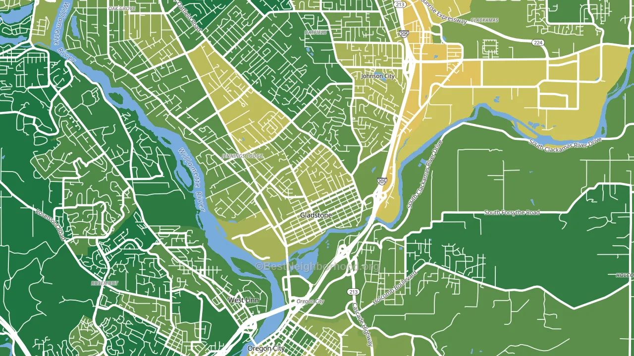 Gladstone, OR block-group voter-turnout map