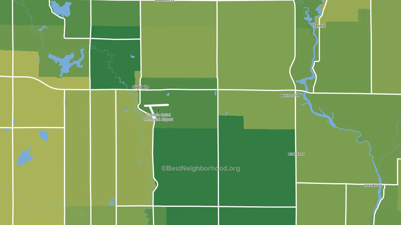 Gladwin County, MI block-group voter-turnout map