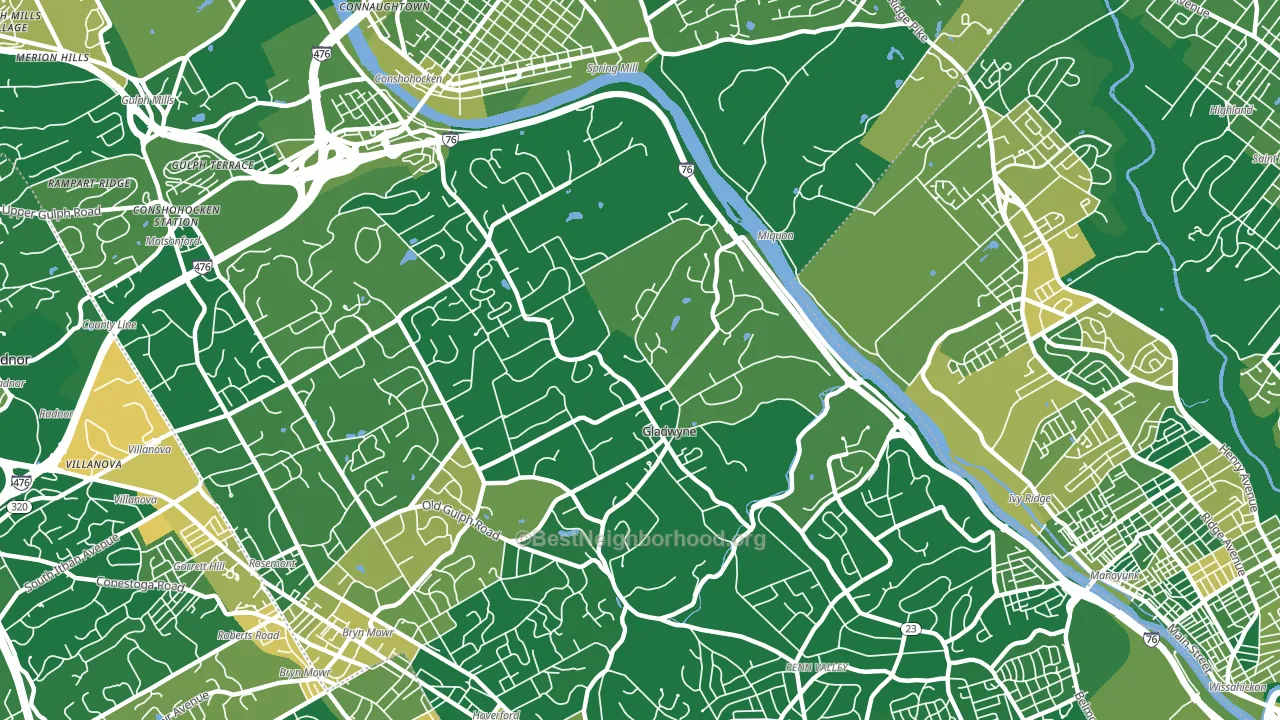 Gladwyne, PA block-group voter-turnout map