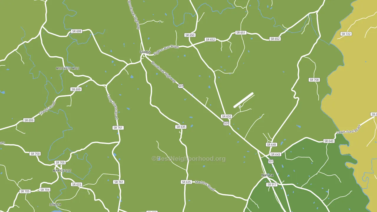 Gladys, VA block-group voter-turnout map