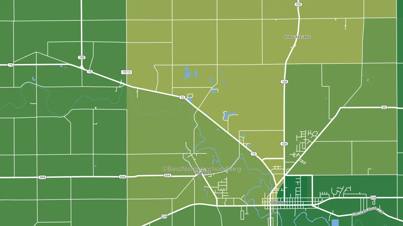Glandorf, OH block-group voter-turnout map