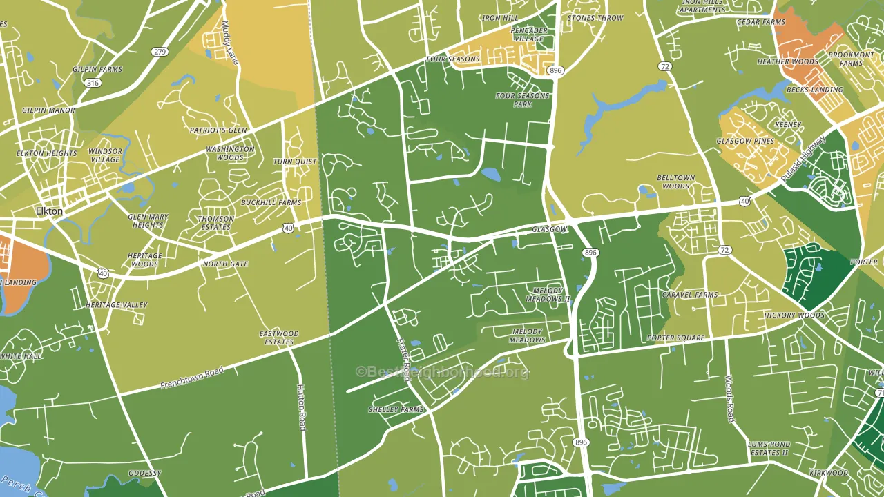 Glasgow, DE block-group voter-turnout map