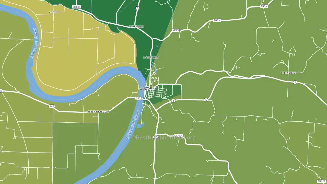 Glasgow, MO block-group voter-turnout map