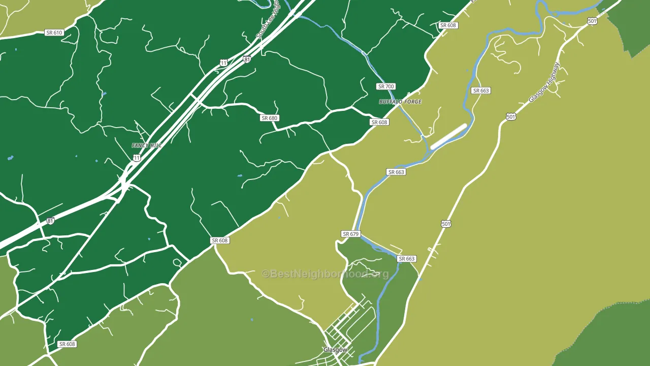 Glasgow, VA block-group voter-turnout map