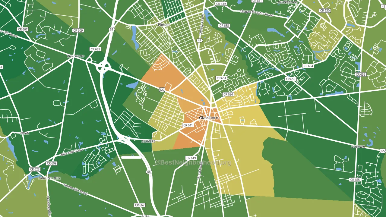 Glassboro, NJ block-group voter-turnout map