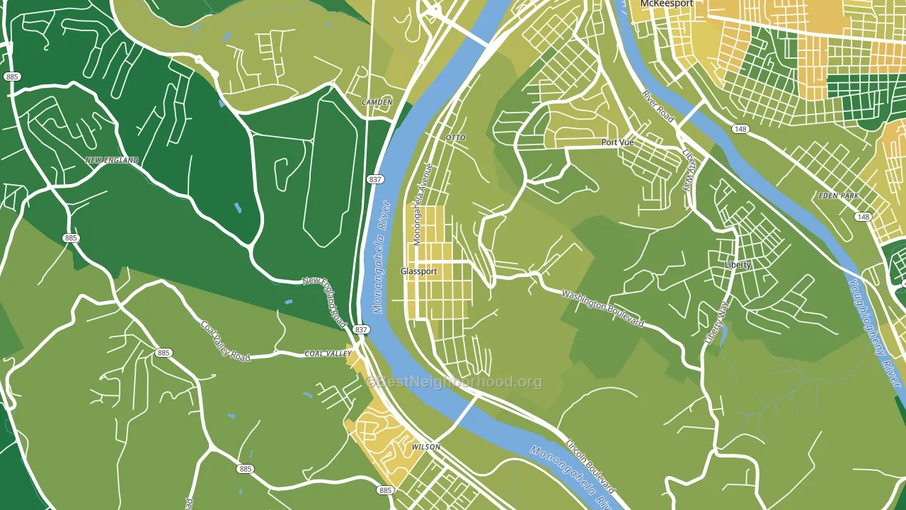 Glassport, PA block-group voter-turnout map
