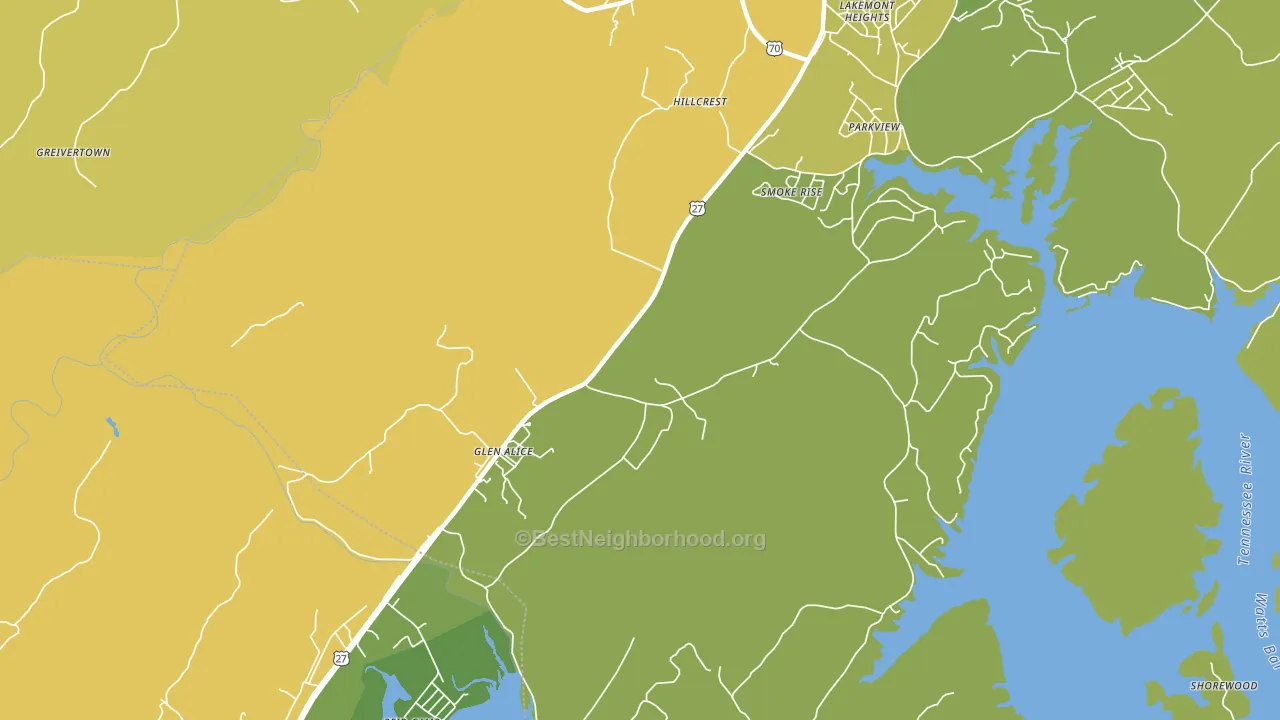 Glen Alice, TN block-group voter-turnout map