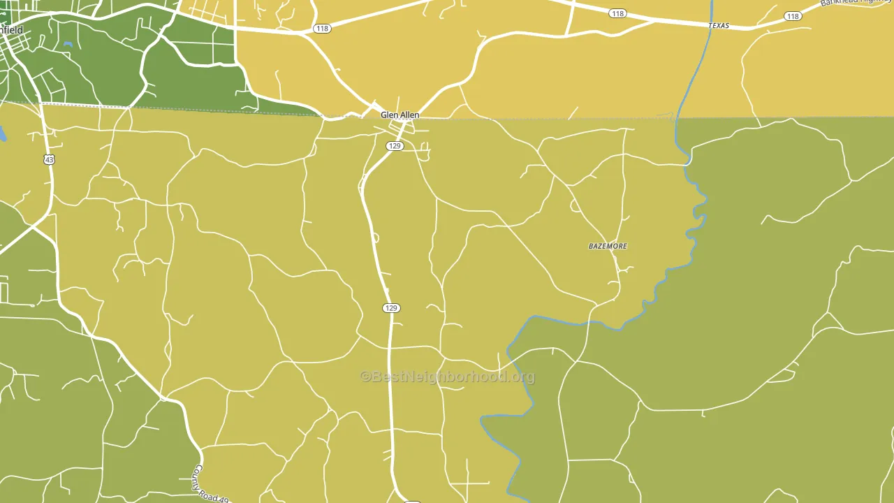 Glen Allen, AL block-group voter-turnout map