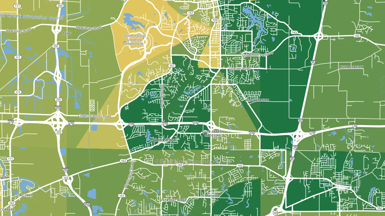 Glen Carbon, IL block-group voter-turnout map