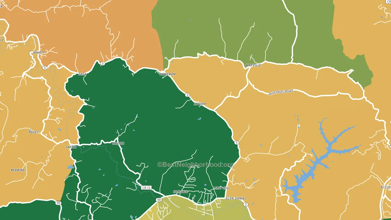 Glen Daniel, WV block-group voter-turnout map