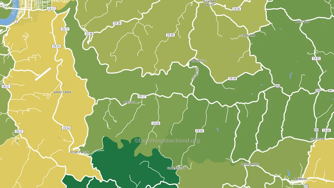 Glen Easton, WV block-group voter-turnout map