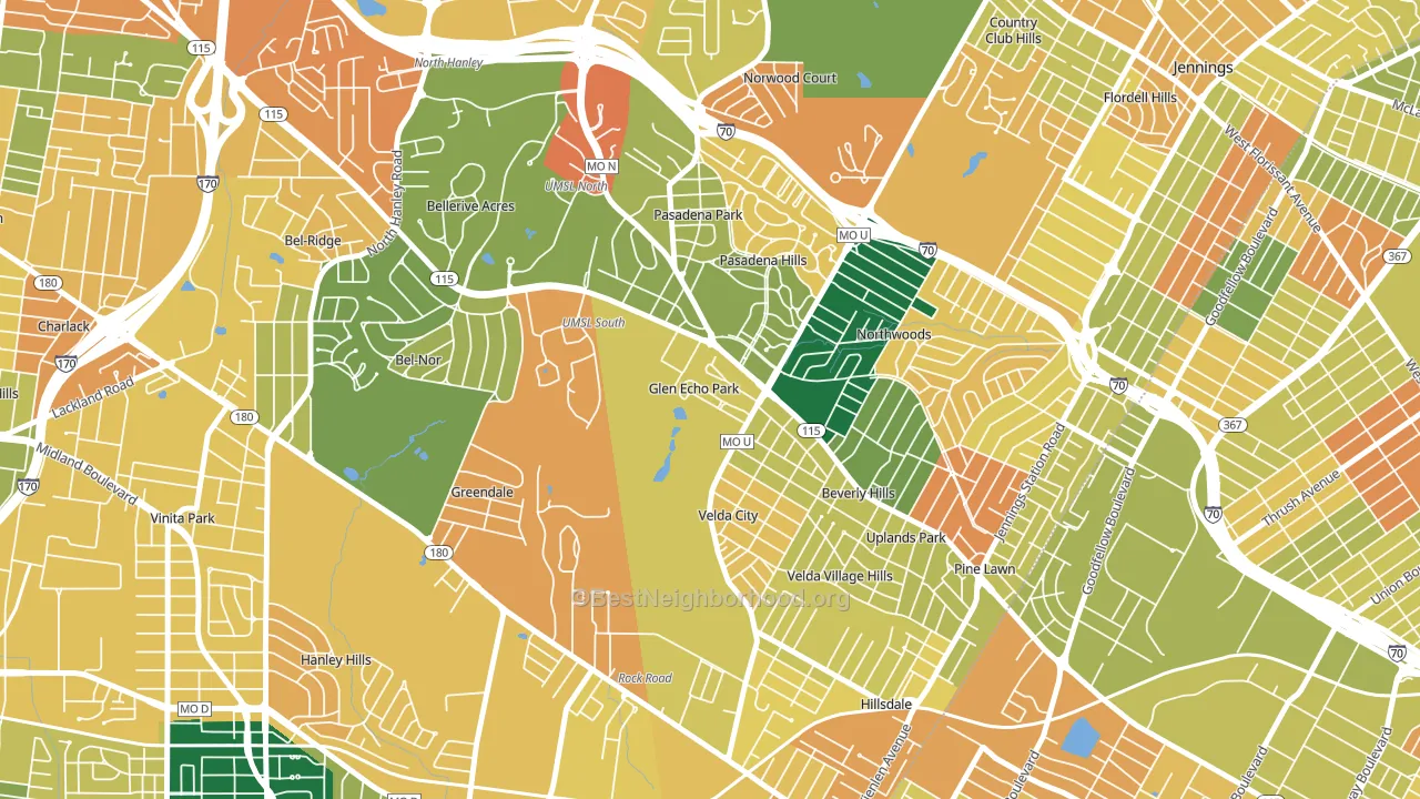 Glen Echo Park, MO block-group voter-turnout map