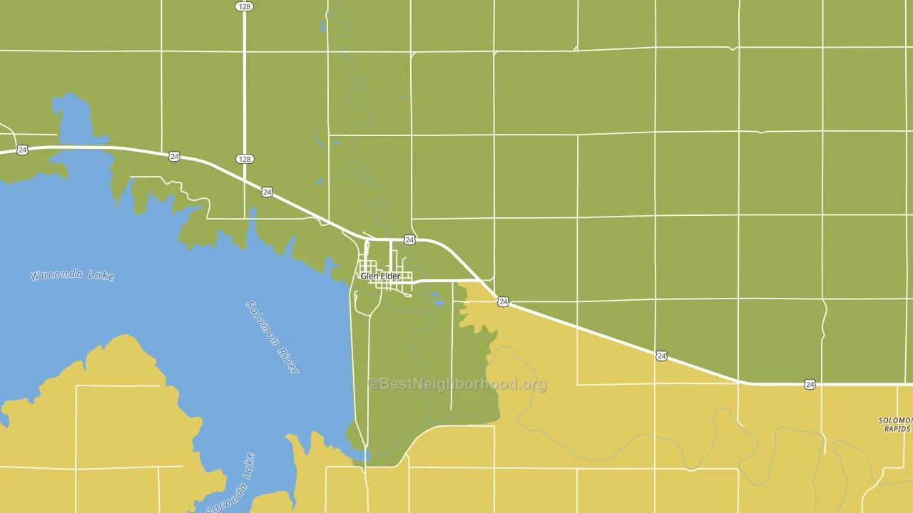 Glen Elder, KS block-group voter-turnout map