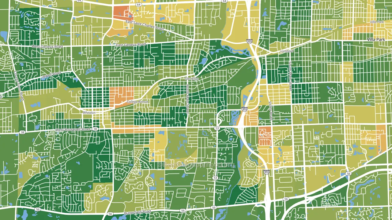 Glen Ellyn, IL block-group voter-turnout map
