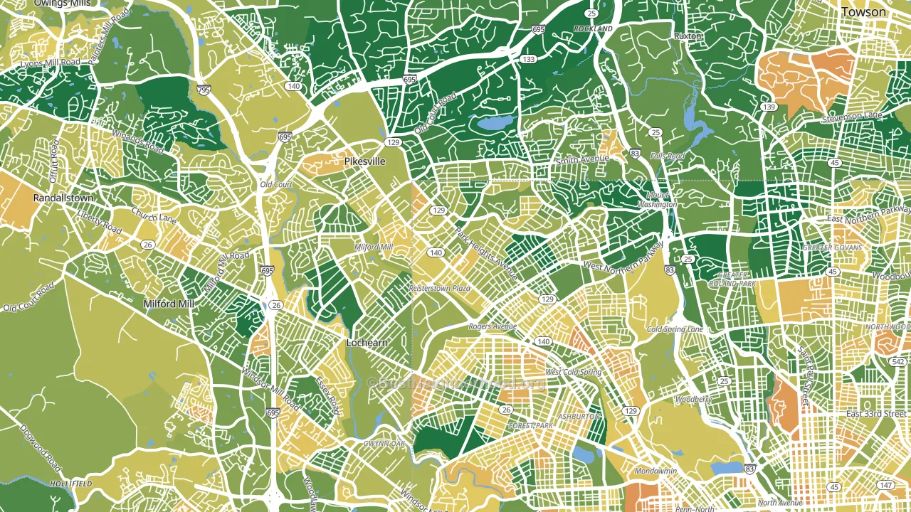 Glen-Fallstaff, Baltimore, MD block-group voter-turnout map