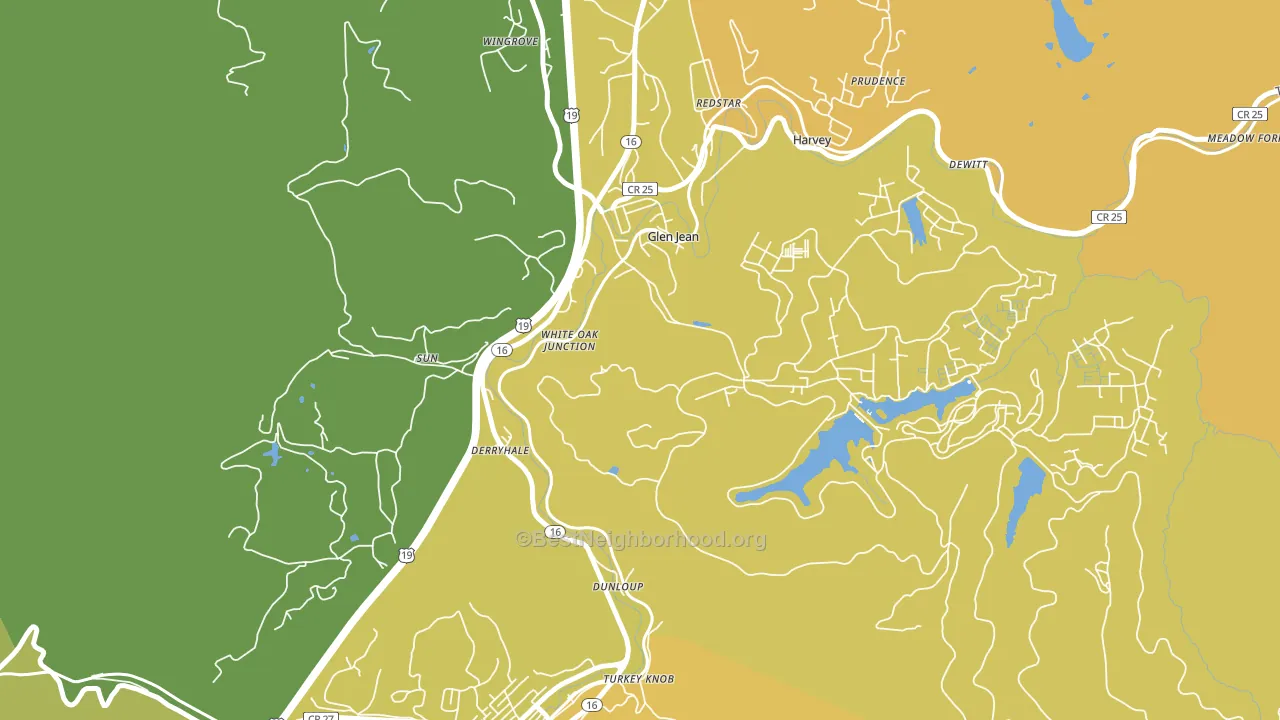 Glen Jean, WV block-group voter-turnout map