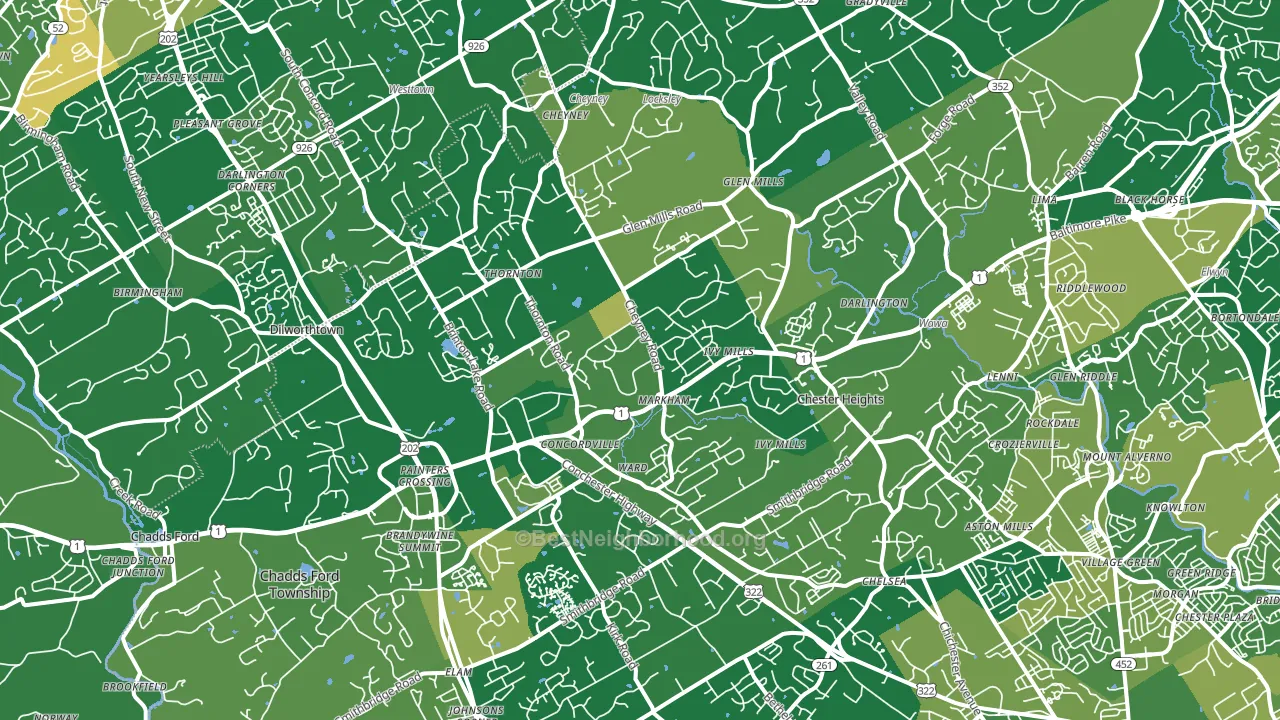Glen Mills, PA block-group voter-turnout map