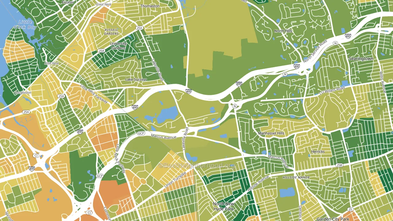 Glen Oaks, NY block-group voter-turnout map