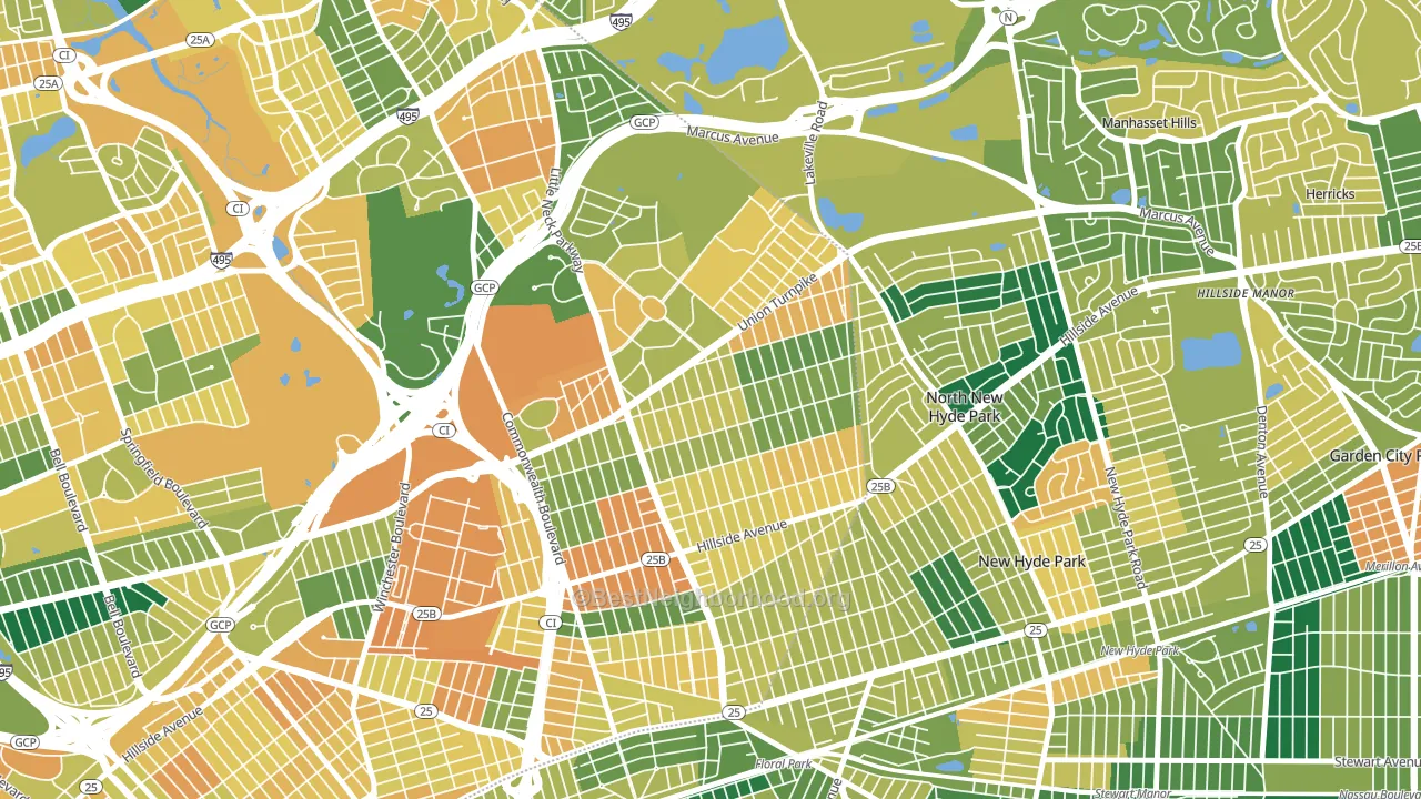 Glen Oaks, Queens, NY block-group voter-turnout map