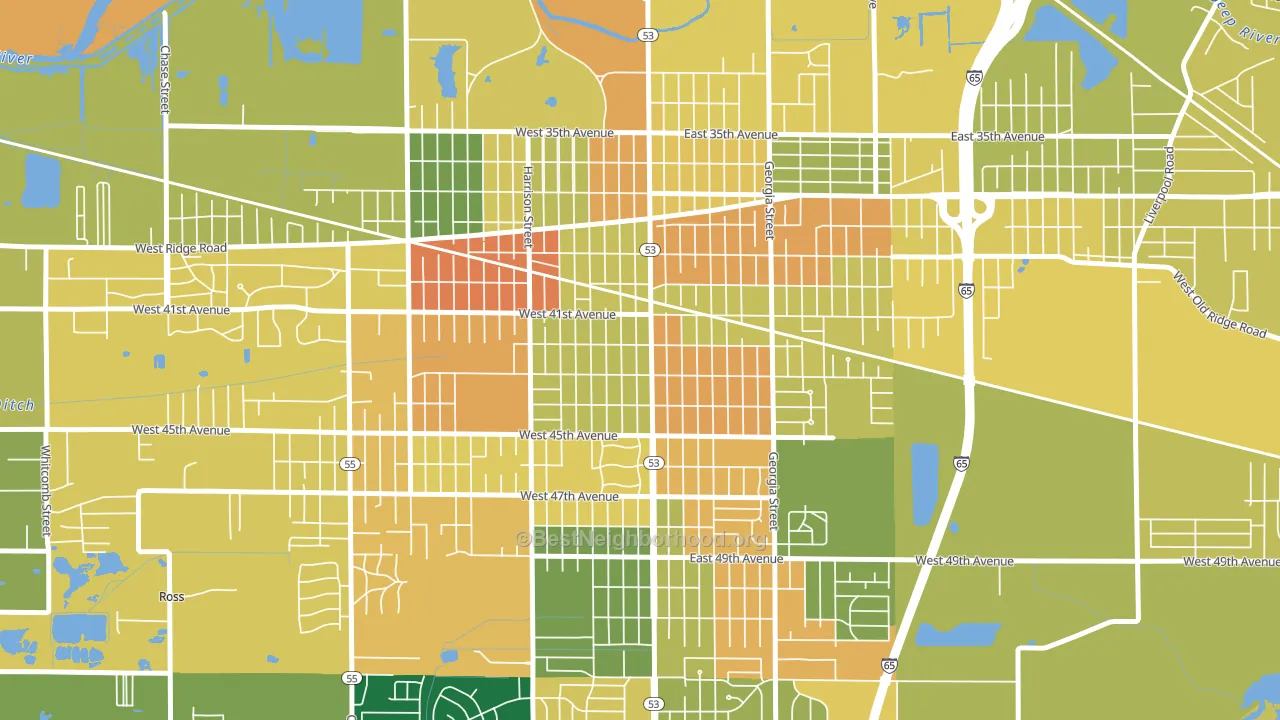 Glen Park, Gary, IN block-group voter-turnout map