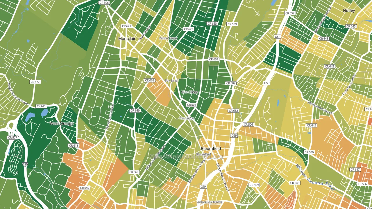Glen Ridge, NJ block-group voter-turnout map