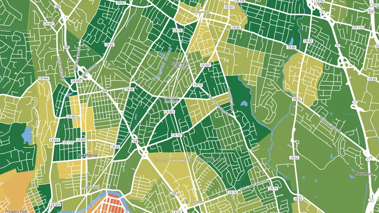 Glen Rock, NJ block-group voter-turnout map