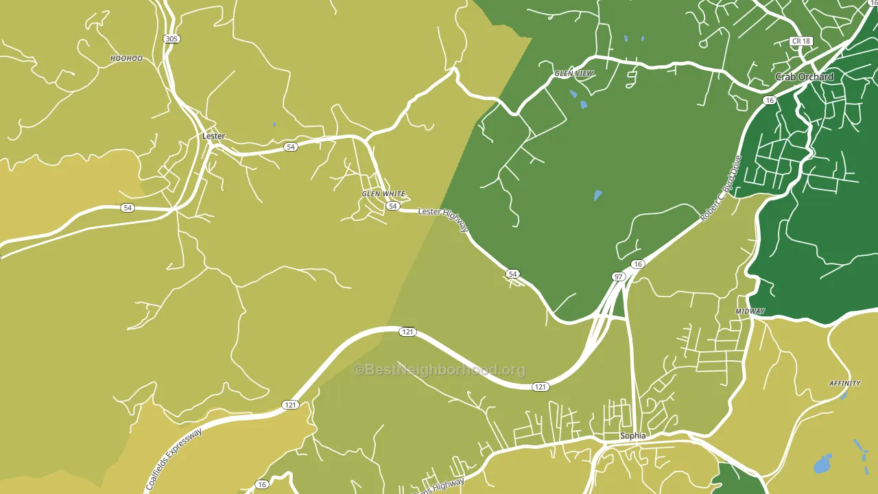 Glen White, WV block-group voter-turnout map
