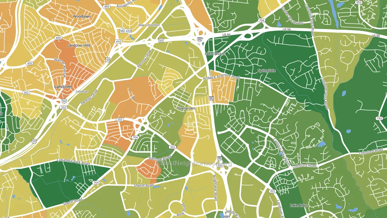 Glenarden, MD block-group voter-turnout map