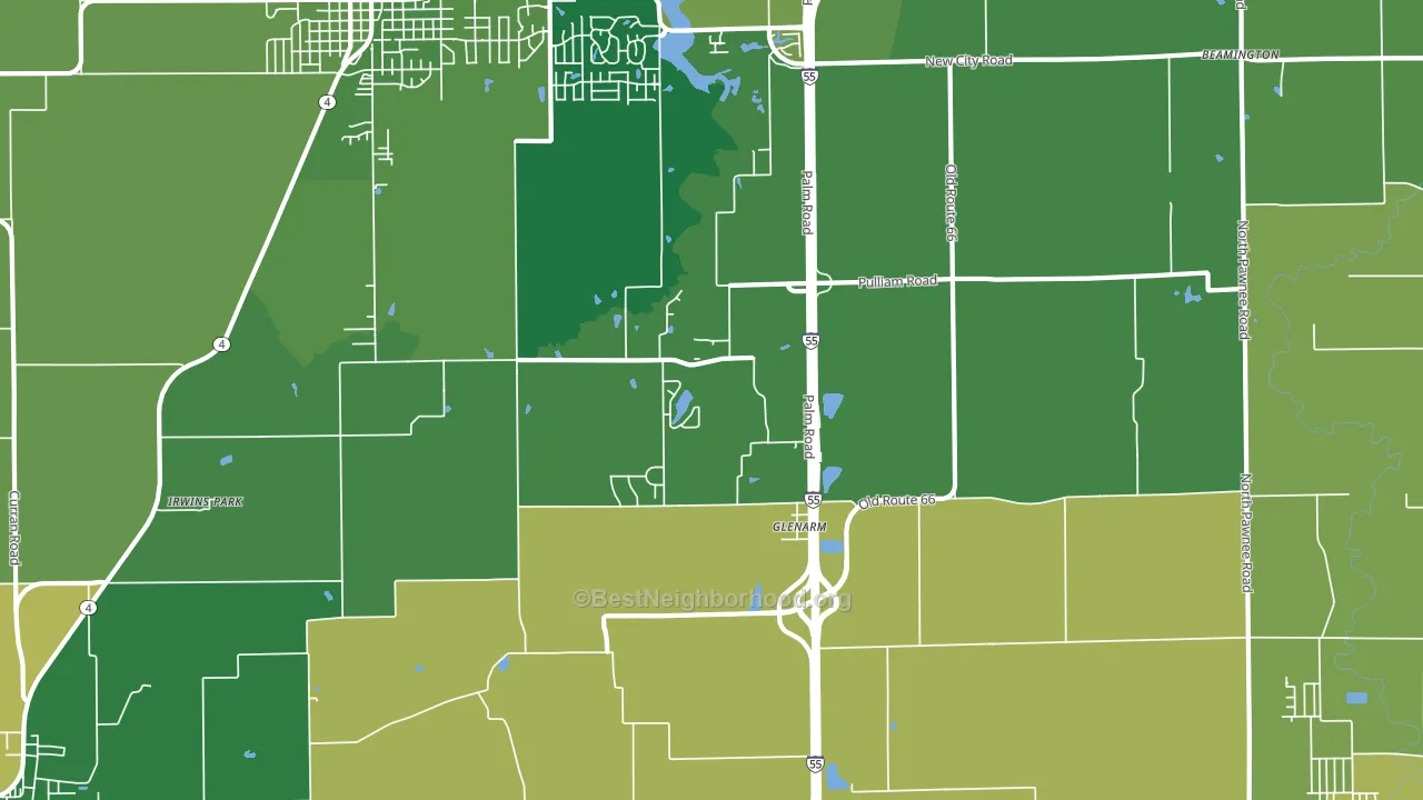 Glenarm, IL block-group voter-turnout map
