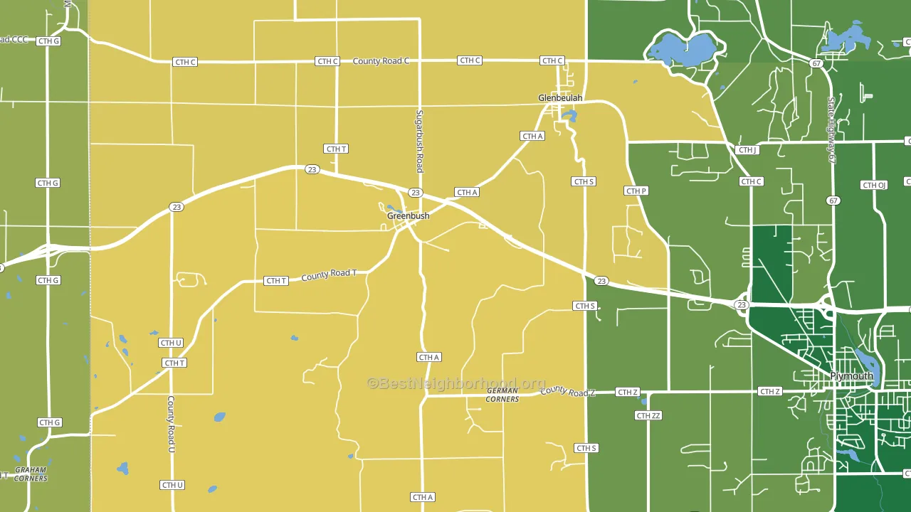 Glenbeulah, WI block-group voter-turnout map