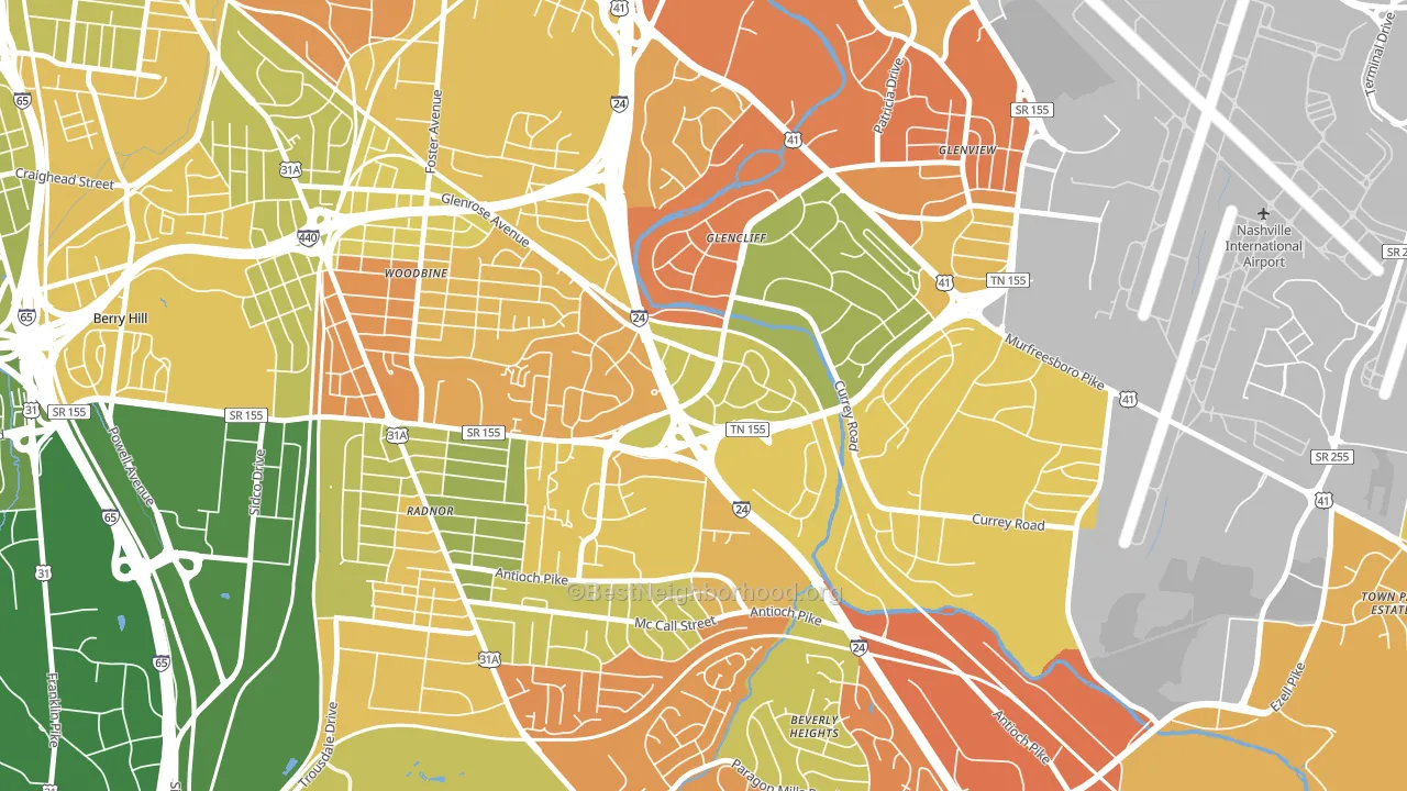 Glencliff, Nashville, TN block-group voter-turnout map