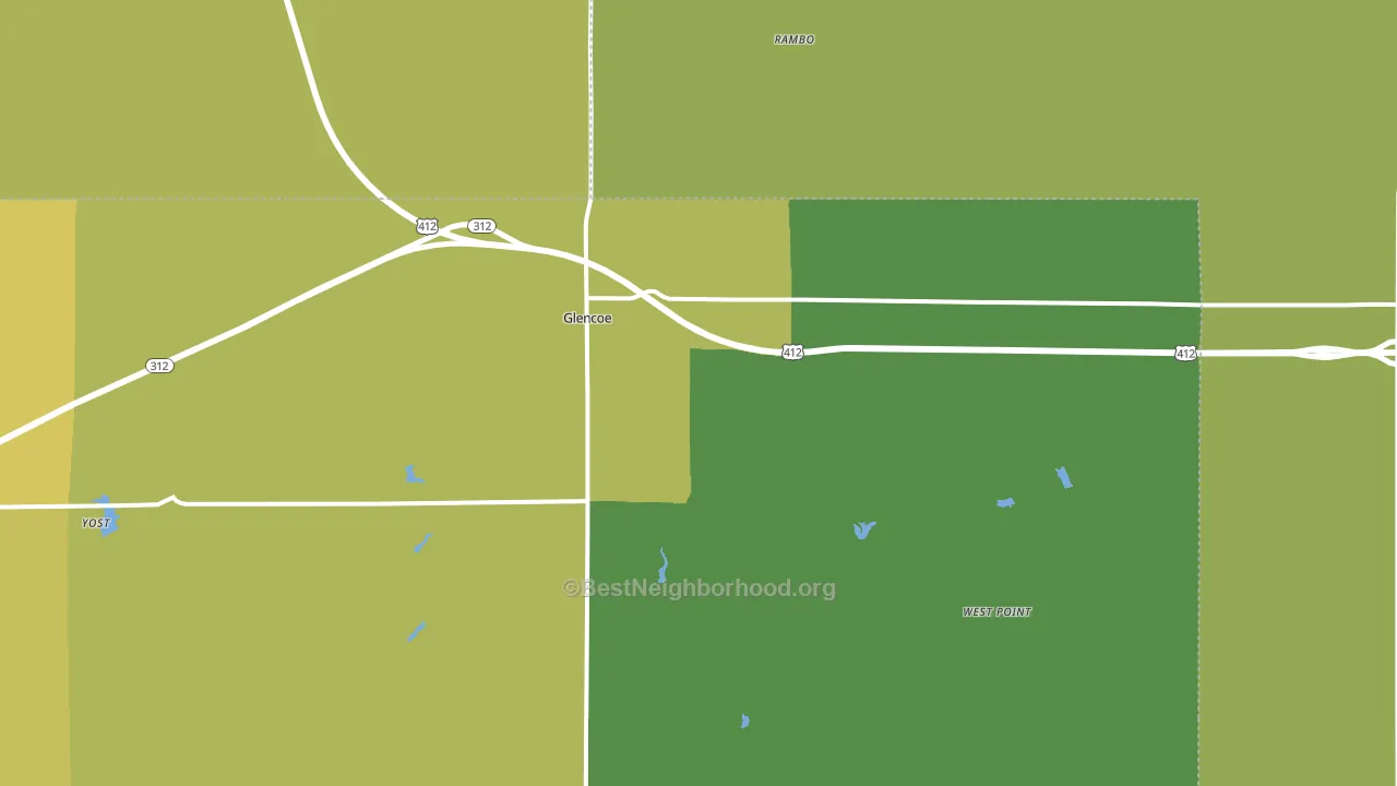 Glencoe, OK block-group voter-turnout map