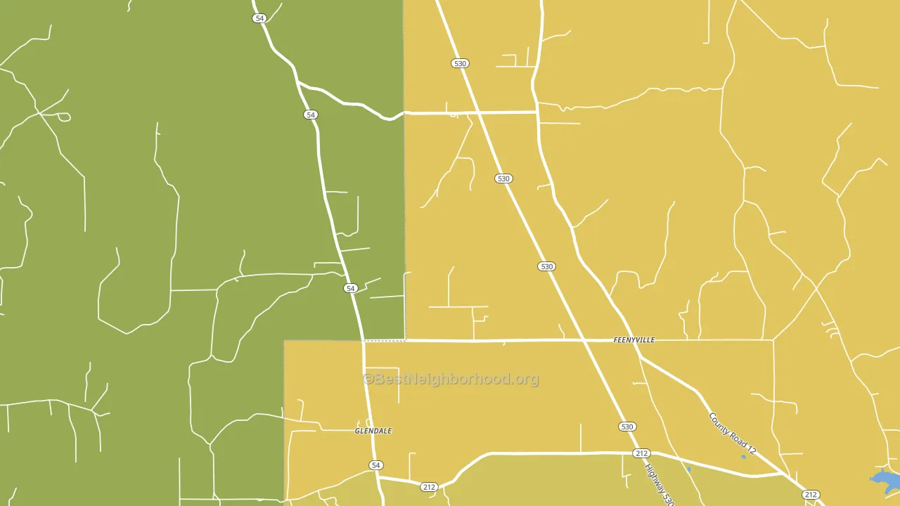 Glendale, AR block-group voter-turnout map