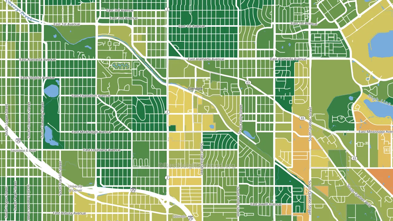 Glendale, CO block-group voter-turnout map