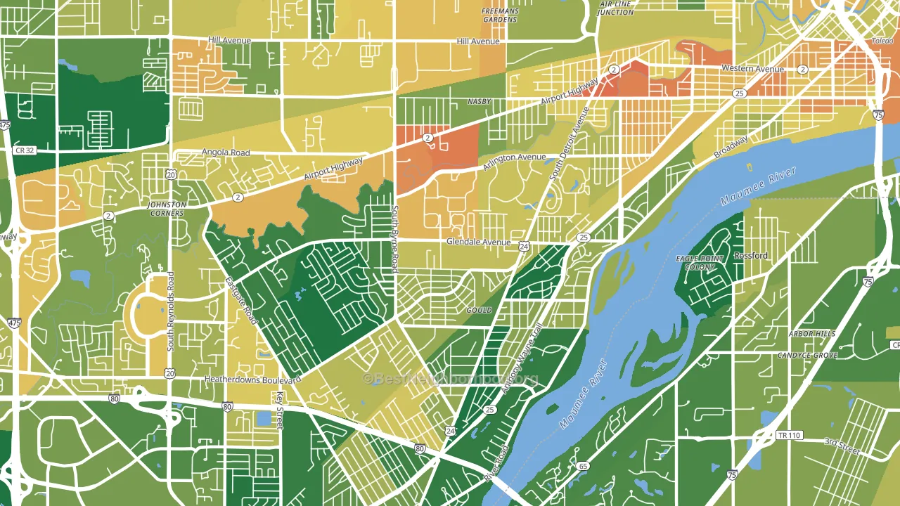 Glendale-Heatherdowns, Toledo, OH block-group voter-turnout map