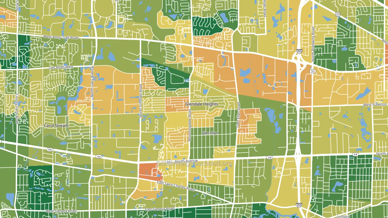 Glendale Heights, IL block-group voter-turnout map