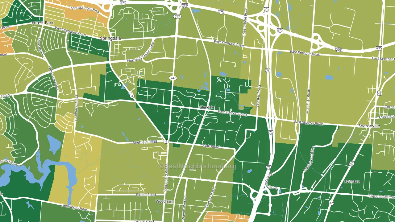 Glendale, OH block-group voter-turnout map