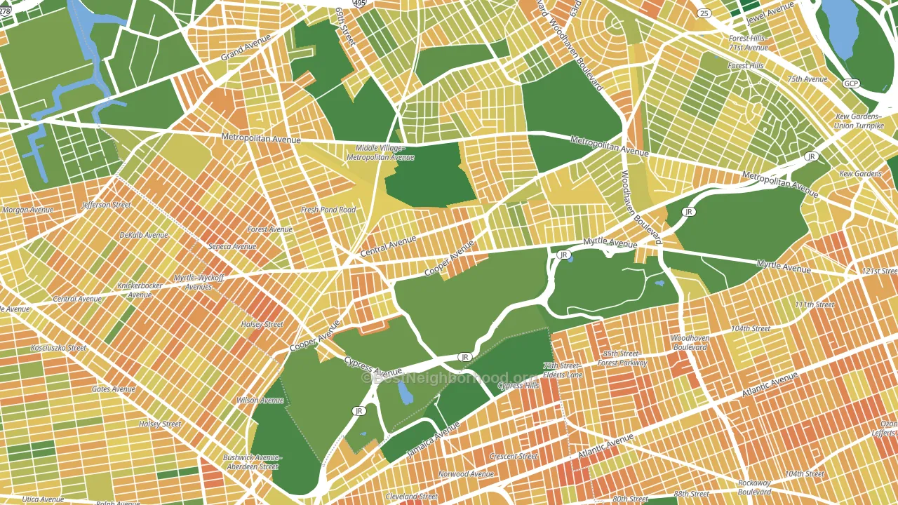 Glendale, Queens, NY block-group voter-turnout map