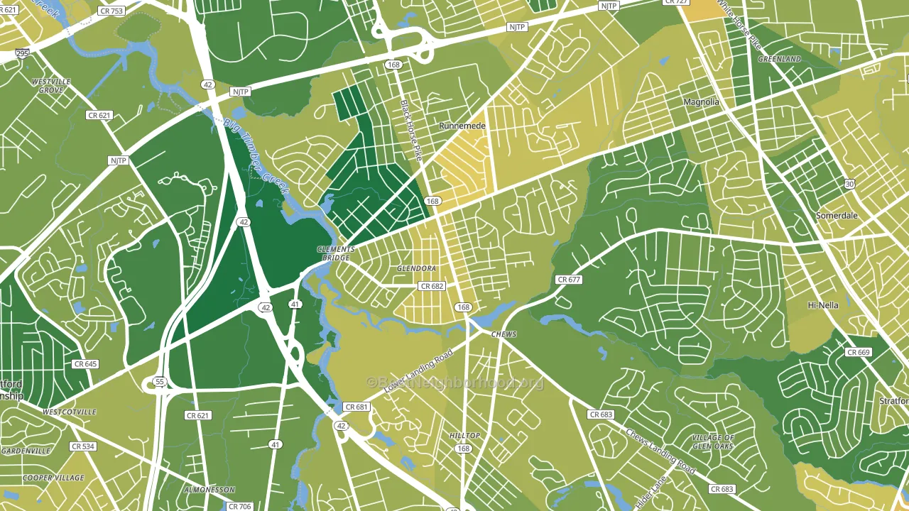 Glendora, NJ block-group voter-turnout map