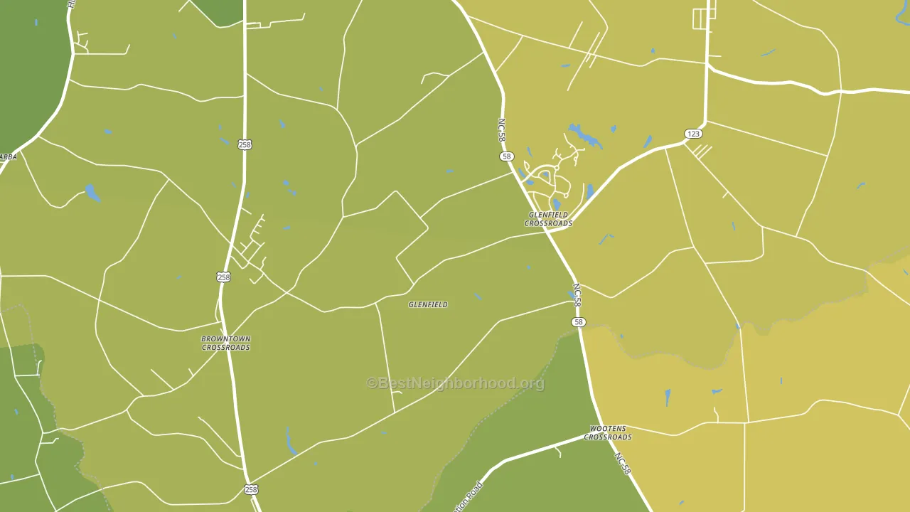 Glenfield, NC block-group voter-turnout map